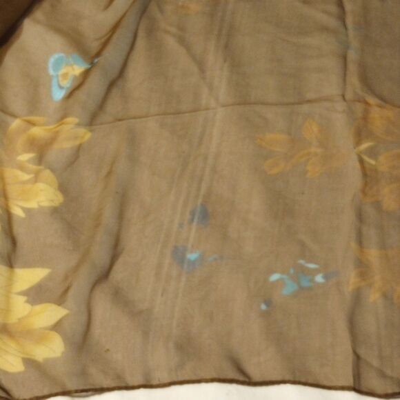 Brown and Blue Lightweight Floral Scarf - Picture 4 of 4
